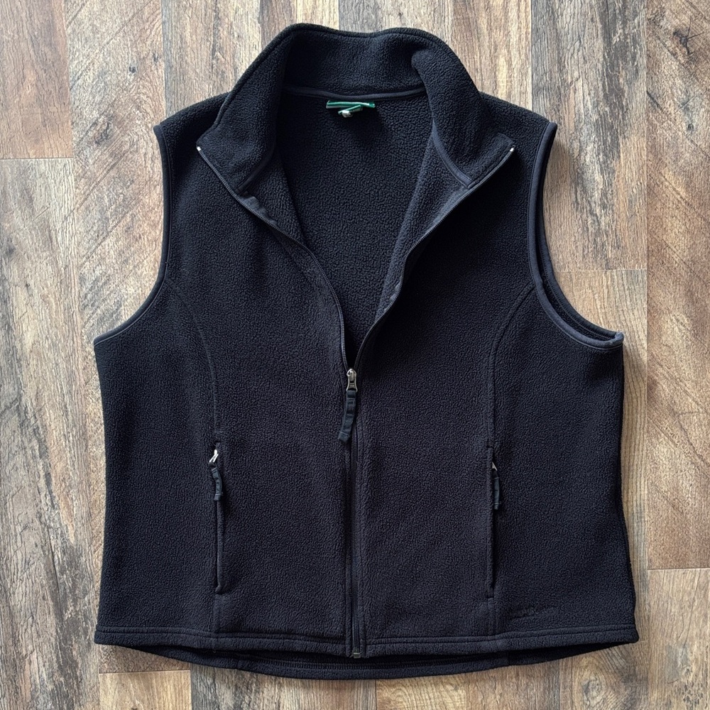 L.L. Bean men’s black fleece full zip up vest size XL